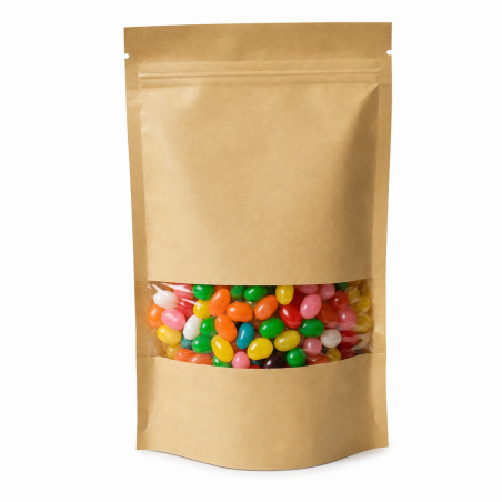 Sac Stand Up Kraft Fermeture Zip avec Fenêtre - Doypack