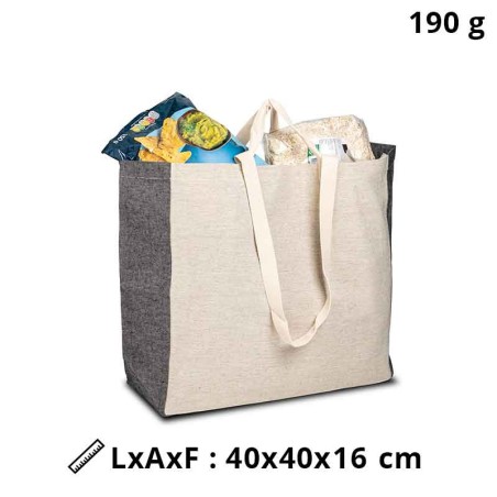 Bolsa de algodón reciclado de 190 g/m2 con lateral